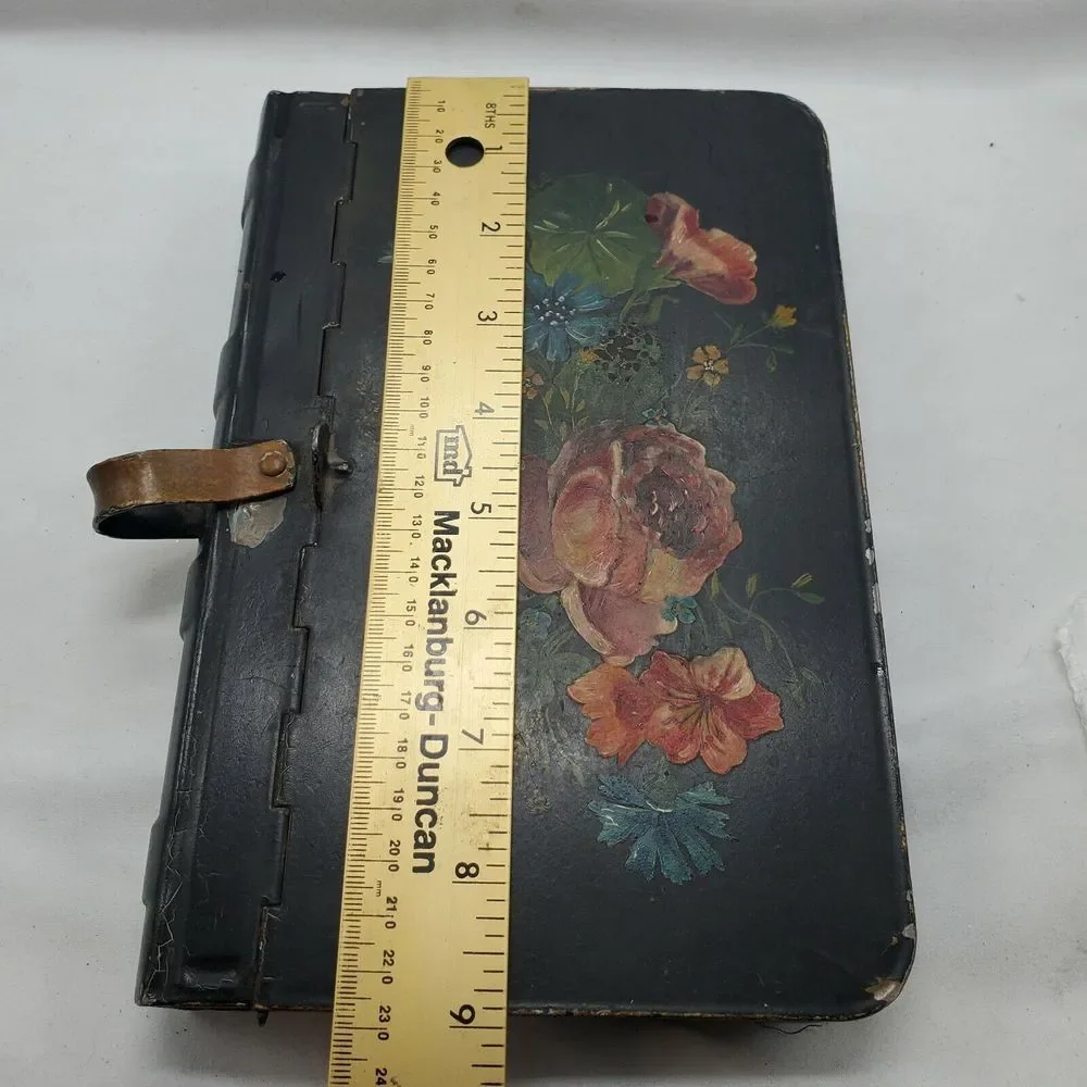 Antique‎ Vintage Tole Painted~Rose Cottage Design Crumb Catcher~Silent Butler